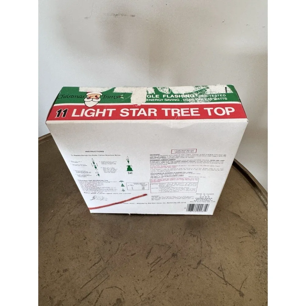 Vintage Merry Christmas Tree Topper Star Light Up Works Tested Package Original